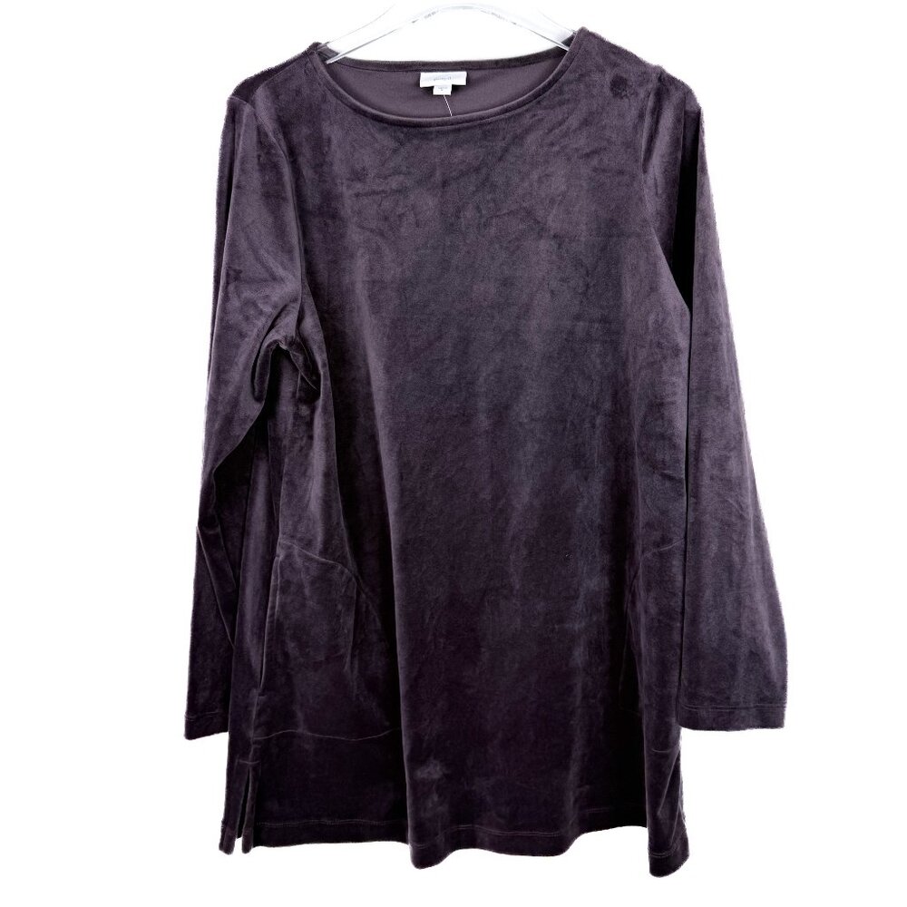 NWT J. Jill Pure Jill Velour Tunic Pockets Rum Raisin Size Medium M NEW